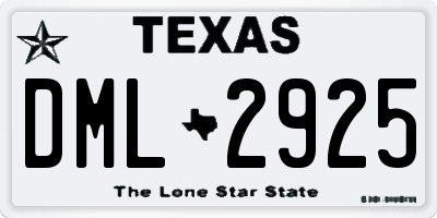 TX license plate DML2925