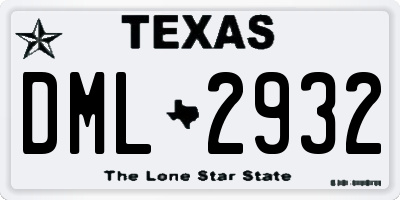 TX license plate DML2932