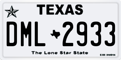 TX license plate DML2933