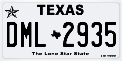 TX license plate DML2935