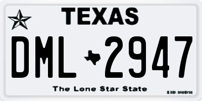 TX license plate DML2947