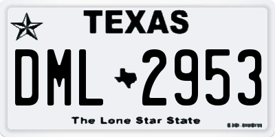 TX license plate DML2953