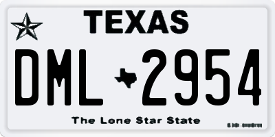 TX license plate DML2954