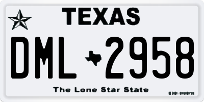 TX license plate DML2958