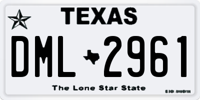 TX license plate DML2961