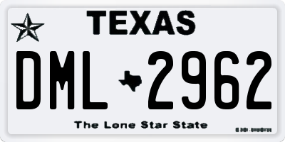 TX license plate DML2962