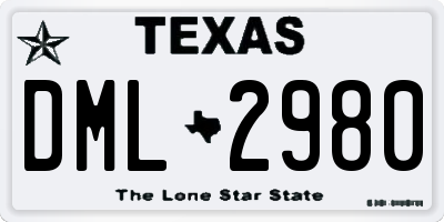 TX license plate DML2980