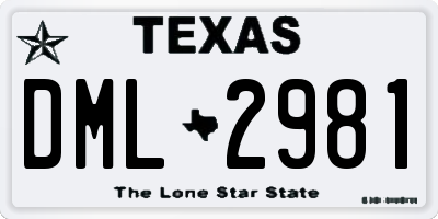 TX license plate DML2981