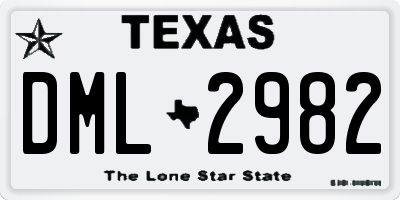TX license plate DML2982
