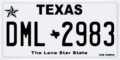 TX license plate DML2983