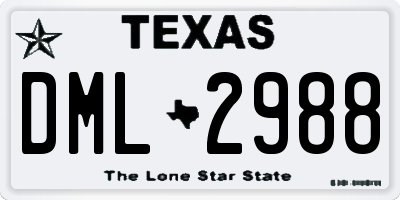 TX license plate DML2988