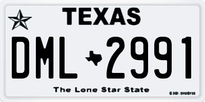 TX license plate DML2991