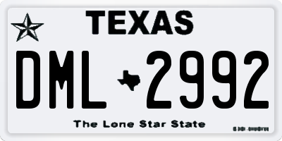 TX license plate DML2992