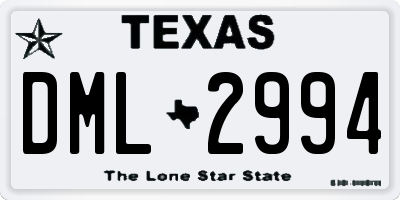 TX license plate DML2994