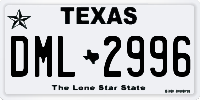 TX license plate DML2996