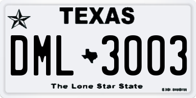 TX license plate DML3003