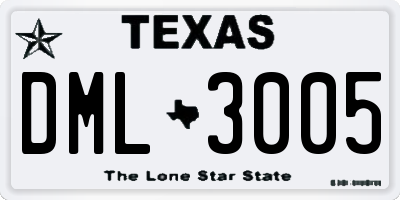 TX license plate DML3005
