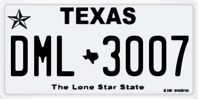 TX license plate DML3007