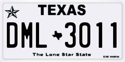 TX license plate DML3011