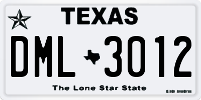 TX license plate DML3012