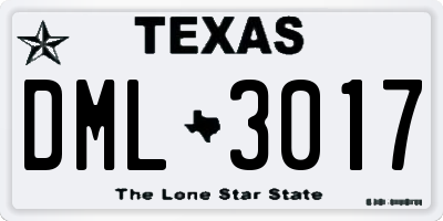 TX license plate DML3017