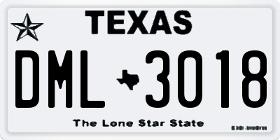 TX license plate DML3018