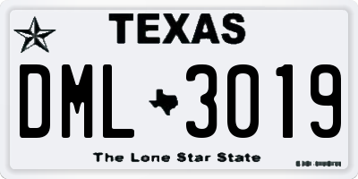 TX license plate DML3019