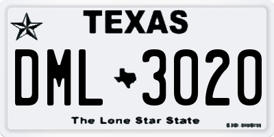 TX license plate DML3020