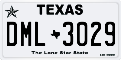 TX license plate DML3029