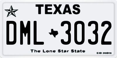 TX license plate DML3032