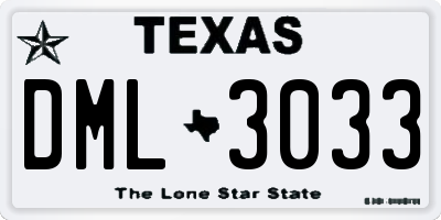 TX license plate DML3033