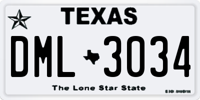 TX license plate DML3034