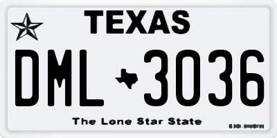 TX license plate DML3036