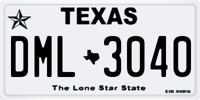 TX license plate DML3040