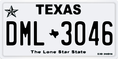 TX license plate DML3046