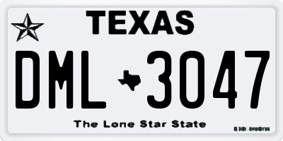 TX license plate DML3047