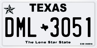 TX license plate DML3051