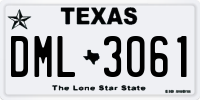 TX license plate DML3061