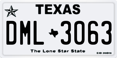 TX license plate DML3063