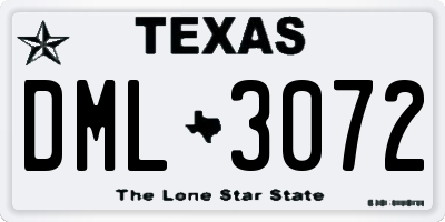 TX license plate DML3072