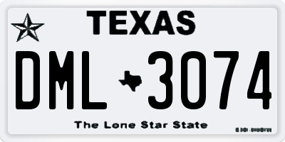 TX license plate DML3074