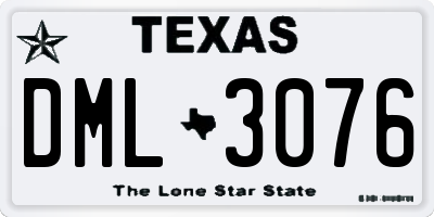 TX license plate DML3076