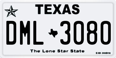 TX license plate DML3080