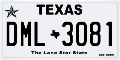 TX license plate DML3081