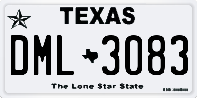 TX license plate DML3083
