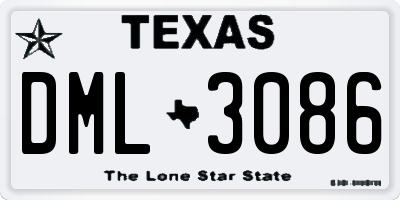 TX license plate DML3086