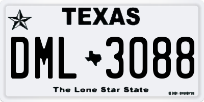 TX license plate DML3088