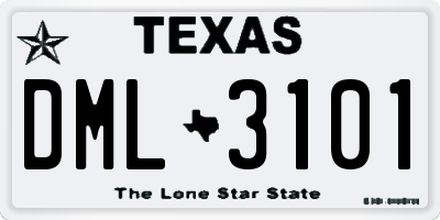 TX license plate DML3101