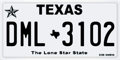TX license plate DML3102