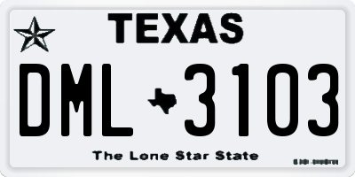 TX license plate DML3103